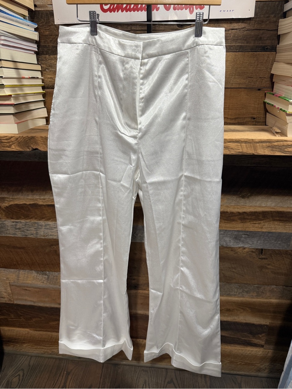 D&M White Satin-Look Wide Leg Pants
